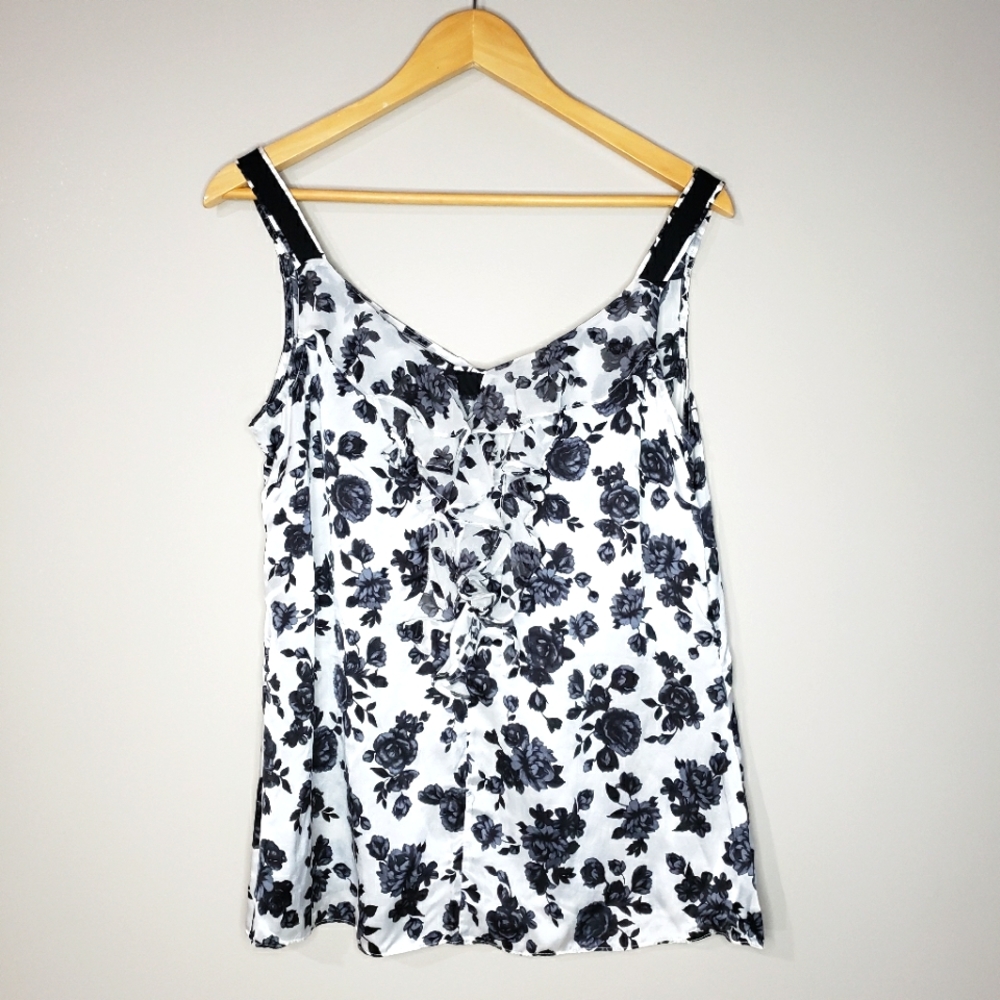 WHBM Sleeveless Medium Silk Floral Tank Top